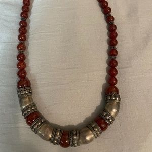 Beaded and silver necklace